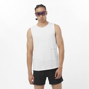 Camiseta de hombre Cross Run Salomon - Trail running, tirantes, color blanco