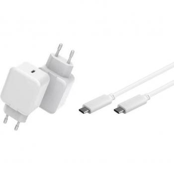 Cargador Rápido Universal para Dispositivos Móviles Blanco 18W USB-C con Cable de 1 Metro