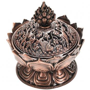 Lotus tibetana Diseñado aleación de bronce del arte del quemador de incienso de bronce mini decoración del hogar
