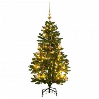 Artificial Hinged Christmas Tree with 150 LEDs & Ball Set, 120 cm