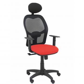 Silla Alocén Malla Negra Asiento Bali Naranja Oscuro Brazos Regulables Cabecero Fijo PIQUERAS Y 345SM840B305B10CRNC