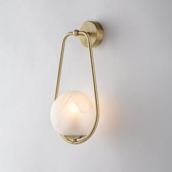 Aplique Moderno de Bronce Afrodita 1 Luz E14 con Esfera de Vidrio Soplado Blanco