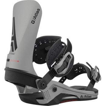 UNION Atlas 2024 Fijaciones Snowboard gris - Fijaciones de snowboard, modelo 2024, color gris metálico, diseño ergonómico, ajuste fácil y rápido, alta durabilidad y soporte en la tabla