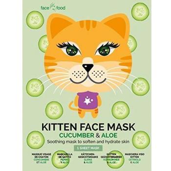 7th Heaven Kitten Face Sheet Mask with Cucumber and Aloe Vera to Soften and Hydrate Skin - Ideal for All Skin Types, Fun for Parties and Selfies