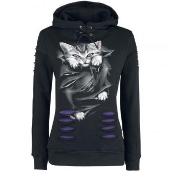 Spiral Bright Eyes Black Hooded Sweatshirt for Women - Sizes S to XXL