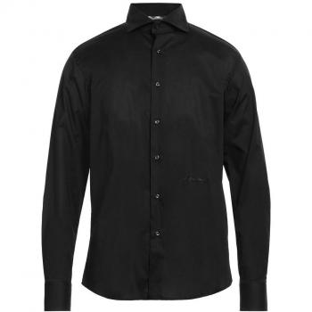 Aquascutum Black Cotton Shirt - IT42 | XL, Casual Shirts, male, Black, Size: 2XL Elegant Black Cotton Shirt with Side Logo Embroidery