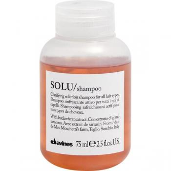Davines - Champú Limpieza Profunda Solu 75 ml, champú de limpieza profunda, formulación para eliminar residuos y acumulaciones en el cabello, ideal para todo tipo de cabellos, envase de 75 ml