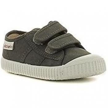 Victoria 1915 Canvas Trainers for Boys in Grey with Scratch Straps and Reinforced Toe