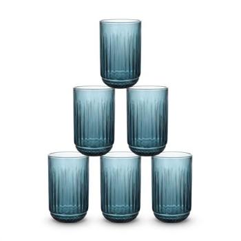 Set de 6 Vasos de Cristal para Agua 270cc y 430cc Modelos Odiel y Orbel, Vidrio con Relieve en Varios Colores, Aptos para Lavavajillas y Microondas