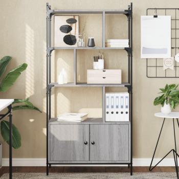 Estantería con puertas de madera multicapa gris Sonoma 76,5x30x154,5 cm