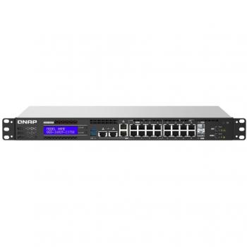 QNAP Managed PoE Switch QGD-1602P with 18 Ports, C3558 Processor, 8GB RAM, Black/Grey