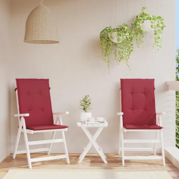 Cojines para sillas de jardín 2 unidades rojo tinto 120x50x3 cm, Cojín silla de jardín respaldo alto 2 uds tela 120x50x3cm Color Gris, Crema, Azul y más