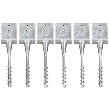 vidaXL Ground Spikes 6 pcs Silver 14x14x58 cm Galvanised Steel