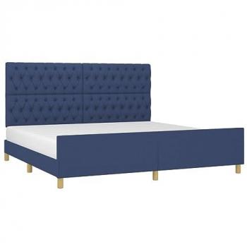 Estructura de cama con cabecero de tela azul 200x200 cm