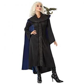 Disfraz de Princesa Guerrera Dragones para Mujer, incluye vestido negro con detalles en dorado, capa y tiara, talla XS/S