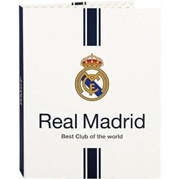 Safta SF-511654-657 - Carpeta folio 4 anillas lomo ancho, 1ª equipacion temporada 2016/2017, diseño Real Madrid