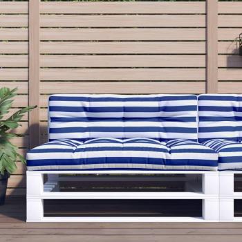 Cojín de sofá de palets 120x40x12 cm, tela a rayas azul y blanco, estampados cuadros grises, negro y blanco, cojín decorativo de asiento para muebles de salón