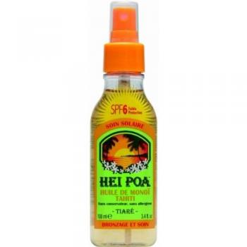 Hei Poa, Filtro solar corporal con Aceite de Monoï, perfume tiaré SPF6-100 ml.