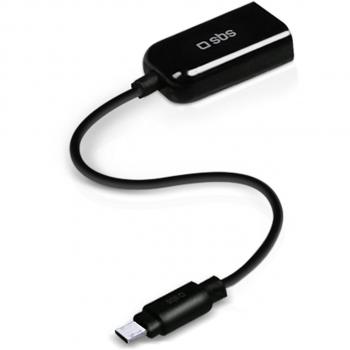 SBS Cable Adaptador Micro-USB a USB Tipo A, 0.13m, Compatible con Galaxy SII/SIII/Note, Color Negro