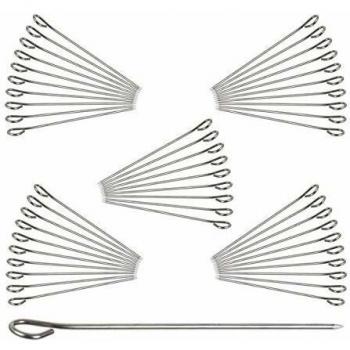 Juego de 50 Pinchos Barbacoa de Acero Inoxidable, 11 cm, Reutilizables y Apto para Lavavajillas
