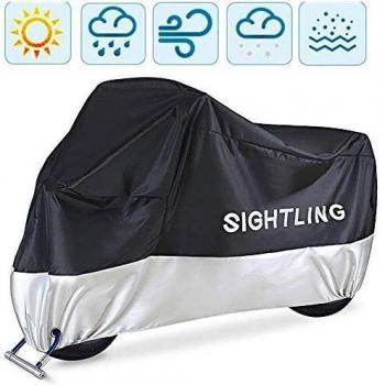 SIGHTLING Funda para Moto Cubierta de la Motocicleta 210D Oxford Impermeable A Prueba de UV Agua Lluvia Polvo Viento Nieve Excremento de Pájaro al Aire Libre XXL 245cm