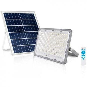 Elbat Foco Solar Led 100W - 2700LM - Luz Fria 6500K - Autonomia hasta 2 Dias - Control Remoto - IP67