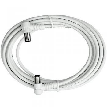 Cable de conexión Axing BAK 373-00 IEC, Koax acodado a 90°, 3,75 m, alta protección (85 dB), blanco
