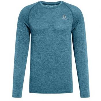 Camiseta técnica de manga larga para hombre Odlo Essential Seamless, color azul marino, talla S
