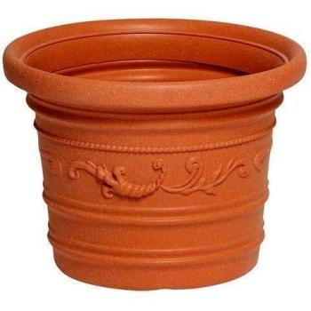 SATURNIA Macetero Resina Redondo, Color Terracota, Resistente, Ideal Exterior, 40 Cm Diametro.
