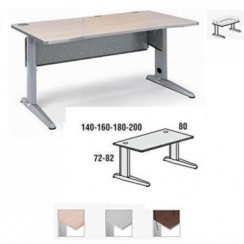 MESA METAL ROCADA 140 X 80 CM. ESTRUCTURA DE ALUMINIO REGULABLE TABLERO COLOR GRIS