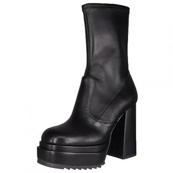 Buffalo May W Sock Vegan Ankle Boots for Women - Elegant Black Block Heel