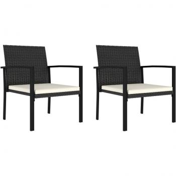 Sillas de comedor de jardín 2 piezas en Polyrattan Negro