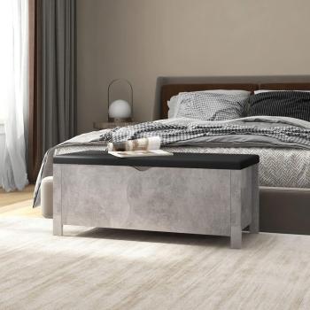 Concrete Grey Storage Bench with Cushion 105x40x45 cm Engineered Wood