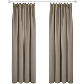 Deconovo Cortinas Opacas Térmicas Aislantes para Ventanas de Habiatción con Doradillas 2 Piezas 140x210cm Caqui