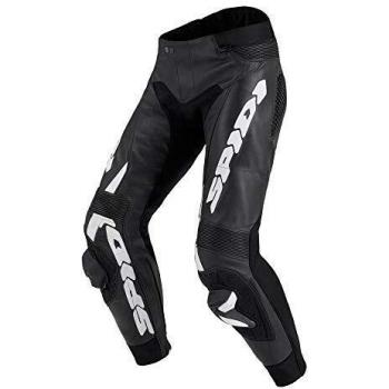 Spidi RR Pro Warrior - Pantalones de piel para motocicleta, color negro y blanco, talla 52