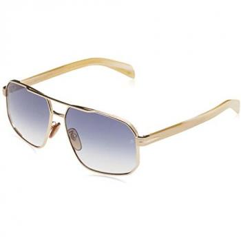 David Beckham Sunglasses DB7102/S 06S, Yellow Male, Size: 61 MM, Striped Beige Gold/Blue Shaded