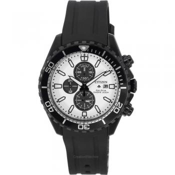 Mens Citizen Eco-Drive Promaster Watch CA0825-05A 200M Chronograph White Dial Divers