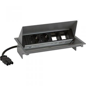 Bachmann CONEO Set Multipresa 4-fach 2x CEE7/3, 2x Módulo Personalizado, Color Plata