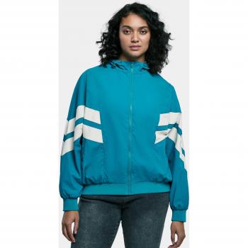 Urban Classics Women's Crinkle Batwing Jacket in Water Green/White Sand - 4XL
