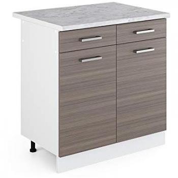 Mueble Bajo Universal R-Line Gris 80 cm con Cajones y Puertas y Encimera