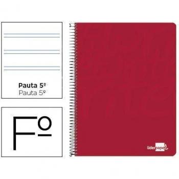 Cuaderno espiral liderpapel folio write tapa blanda 80h 60gr pauta 2,5 mm con margen color rojo