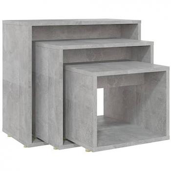 Mesas apilables 3 piezas madera contrachapada gris hormigón
