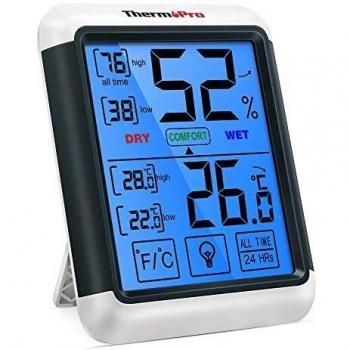 ThermoPro TP55 Termómetro Higrómetro de Interior para Casa Ambiente Medidor de Temperatura y Humedad Digital Termohigrómetro Profesional con Pantalla Táctil y Retroiluminación