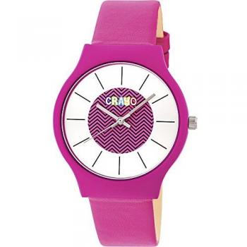 Crayo Trinity Hot Pink Unisex Quartz Watch with Leather Strap