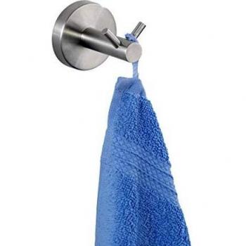 WENKO Percha doble de acero inoxidable Bosio acero inox, Acero inoxidable, 5.5 x 5.5 x 5.5 cm, Mate