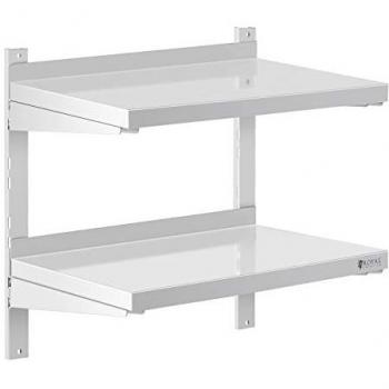 Estante de pared metálico con 2 baldas, dimensiones 40 x 60 cm, capacidad de carga de 40 kg, fabricado en acero inoxidable