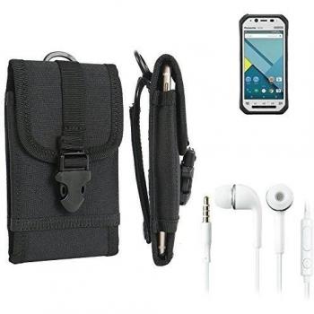 bolsa del cinturón / funda para Panasonic Toughpad FZ-N1, negro + Auriculares | caja del teléfono cubierta protectora bolso - K-S-Trade