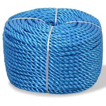 vidaXL Cuerda Torcida de Polipropileno 12 mm 250 m Azul Soga Cordón Cable Cabo