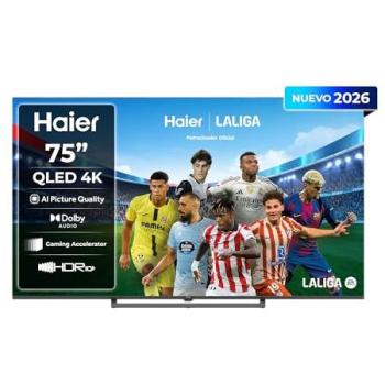 Televisor QLED Smart TV Haier S80 75 4K Ultra HD, Google TV, HDR10+, Dolby Audio, AI Picture Quality, Gaming 120Hz