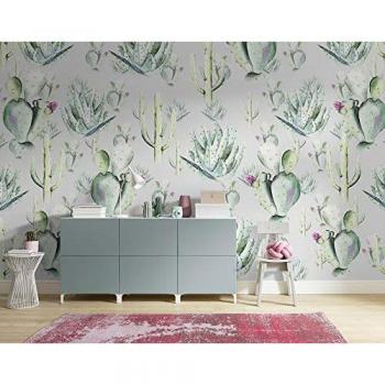Papel Pintado No Tejido Komar - Cactus Gris - Tamaño: 400 x 250 cm - Ancho de Banda: 100 cm
